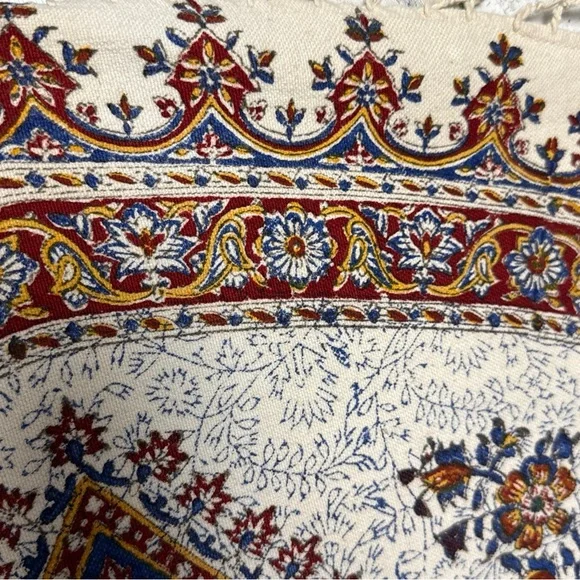 Vintage Round Tablecloth Isfahan Iran Hand Woven Paisley 45” Diameter Borkhar